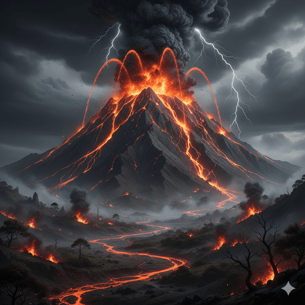 World of Tethys volcanic eruption visual